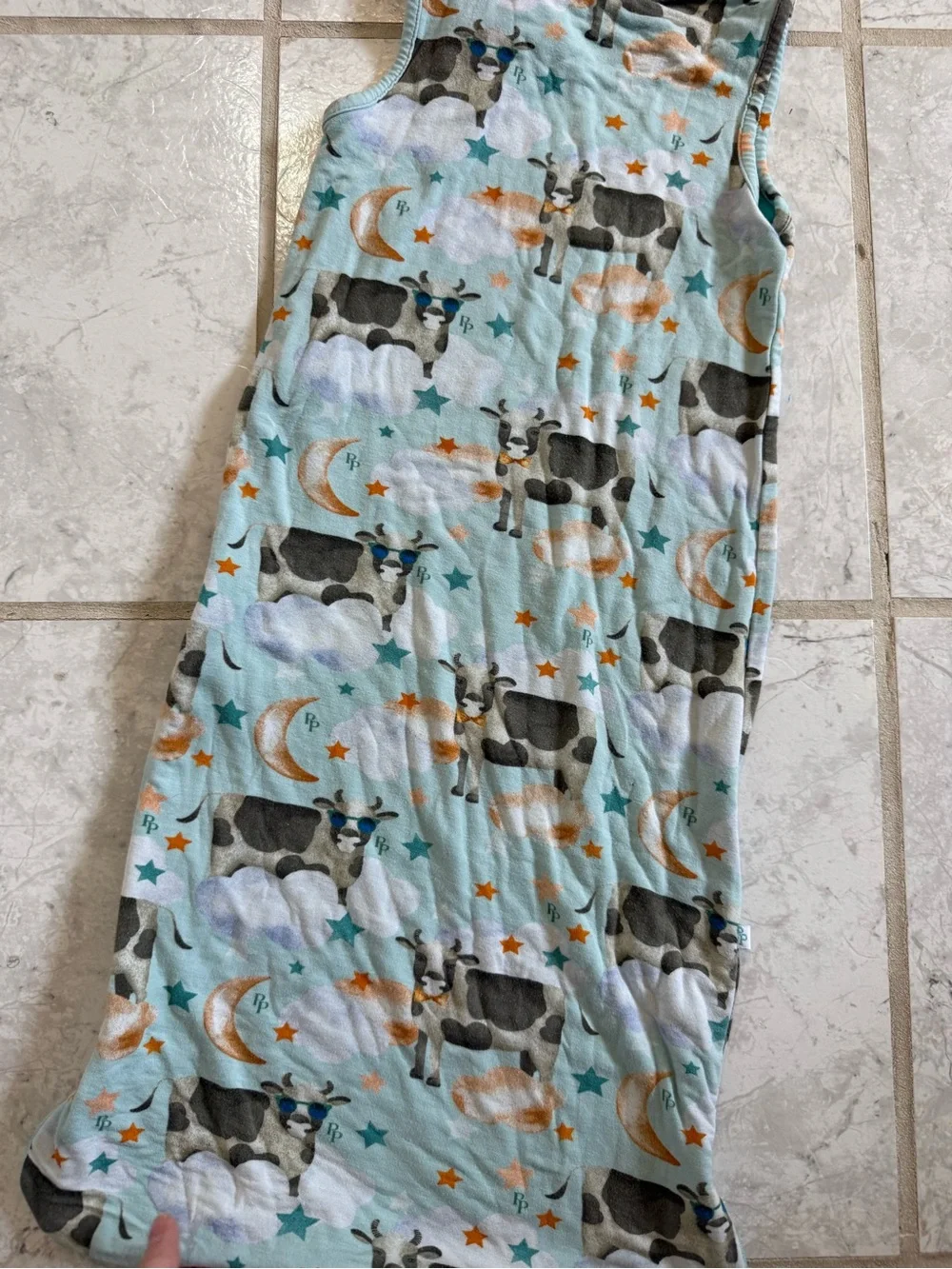 Posh peanut sleeping cow bamboo sleep sack .5tog 0-6 months